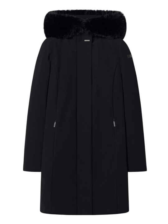 Doudoune mi longue surflex noir col fourrure RRD Roberto Ricci Design femme W26502F 10 boutique Strasbourg mode vêtement store b