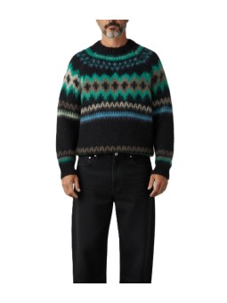 Pull jacquard noir émeraude épais M1R A002 W03263 79 Paul Smith homme Strasbourg mode vêtement store shop front