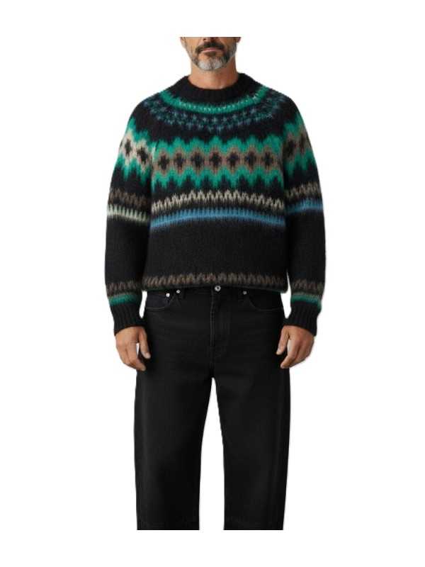 Pull jacquard noir émeraude épais M1R A002 W03263 79 Paul Smith homme Strasbourg mode vêtement store shop front