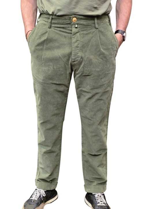 CHINO HENRY SERGE VELOURS OBLIQUE VERT AMANDE 4375 R42 JACOB COHEN HOMME face 2