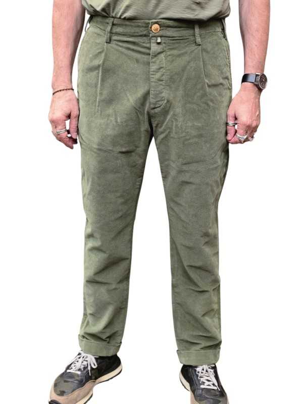 CHINO HENRY SERGE VELOURS OBLIQUE VERT AMANDE 4375 R42 JACOB COHEN HOMME face 1