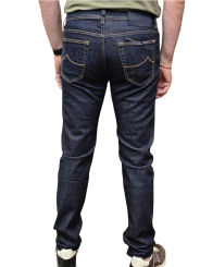 Jeans Bard brut chiné couture orange jacron bleu 4213 R1 Jacob Cohën Homme pantalon boutique Strasbourg vêtement mode dos