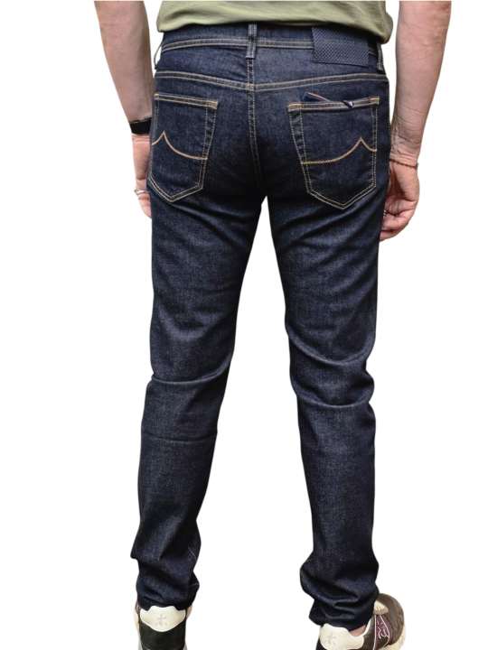 Jeans Bard brut chiné couture orange jacron bleu 4213 R1 Jacob Cohën Homme pantalon boutique Strasbourg vêtement mode dos