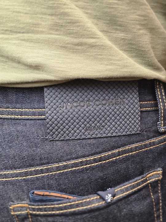 Jeans Bard brut chiné couture orange jacron bleu 4213 R1 Jacob Cohën Homme pantalon boutique Strasbourg vêtement mode jacron