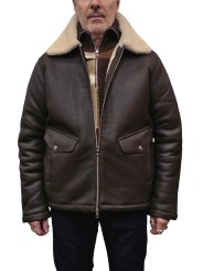 BLOUSON MOUTON RETOURNE CHOCO ECRU B2 90068 7043 8310 BALDESSARINI HOMME face moitié ouvert