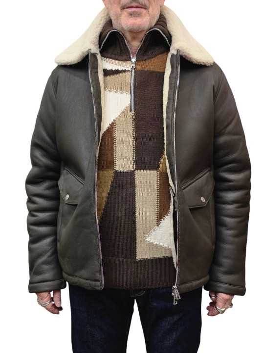 BLOUSON MOUTON RETOURNE CHOCO ECRU B2 90068 7043 8310 BALDESSARINI HOMME face ouvert