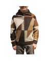 Pull patchwork col zip camel choco écru Baldessarini Homme B4 30125 5341 8310 boutique Strasbourg vêtement store mode fashion f1