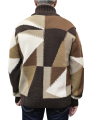 Pull patchwork col zip camel choco écru Baldessarini Homme B4 30125 5341 8310 boutique Strasbourg vêtement store mode fashion b