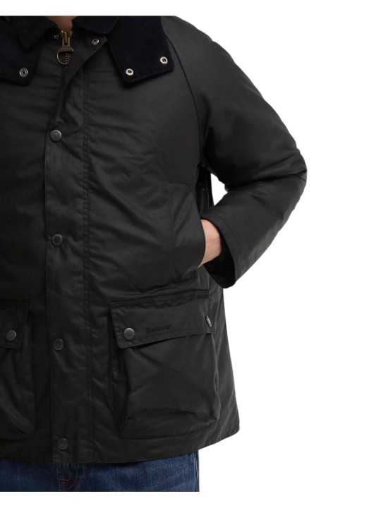 Doudoune Modern Beaufort navy wax capuche amovible Barbour homme MWX2347NY96 boutique Strasbourg vêtement mode détail