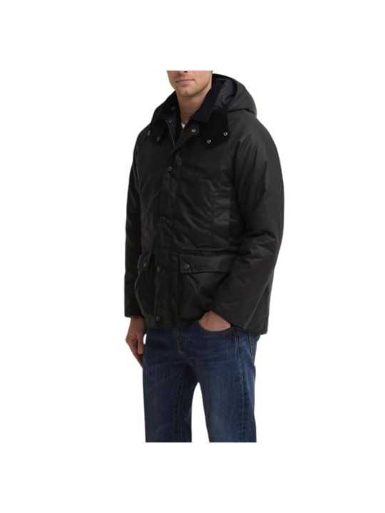 Doudoune Modern Beaufort navy wax capuche amovible Barbour homme MWX2347NY96 boutique Strasbourg vêtement mode profil