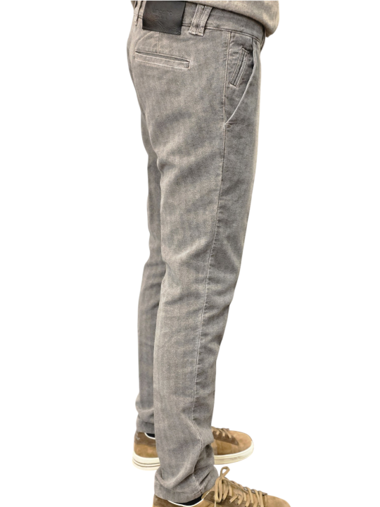 Pantalon slim toile chevron velours rasé camel Ungaro Homme U7010WA P5198 16 boutique Strasbourg vêtement mode store profil