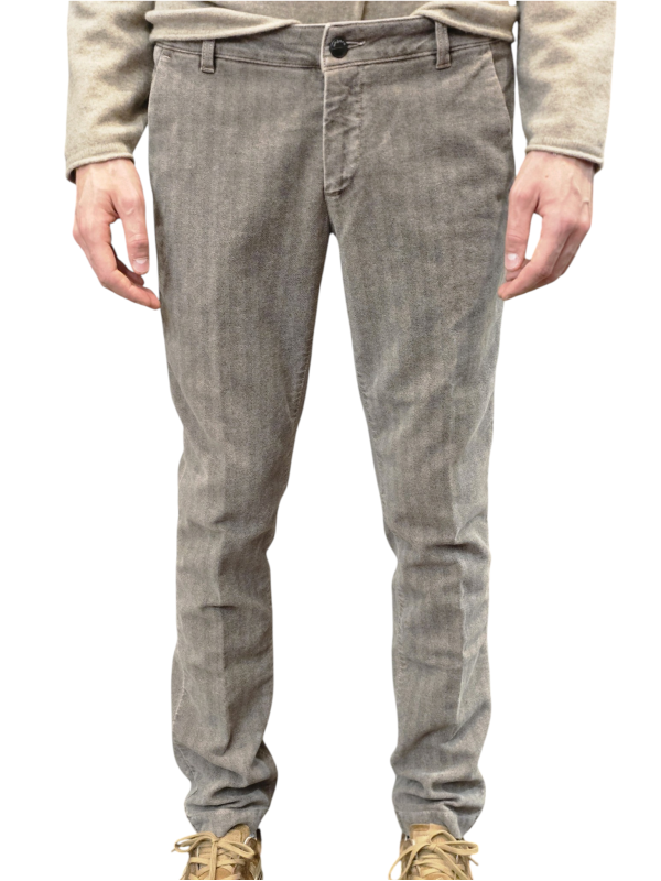 Pantalon slim toile chevron velours rasé camel Ungaro Homme U7010WA P5198 16 boutique Strasbourg vêtement mode store