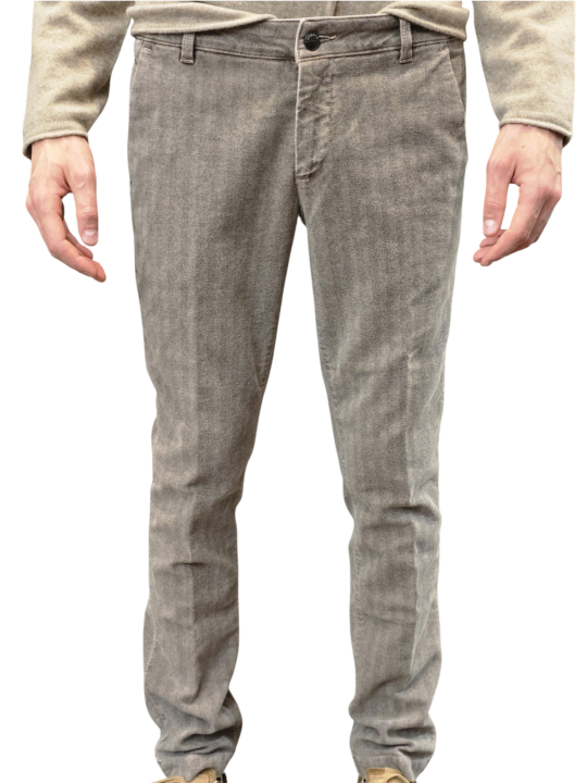 Pantalon slim toile chevron velours rasé camel Ungaro Homme U7010WA P5198 16 boutique Strasbourg vêtement mode store look