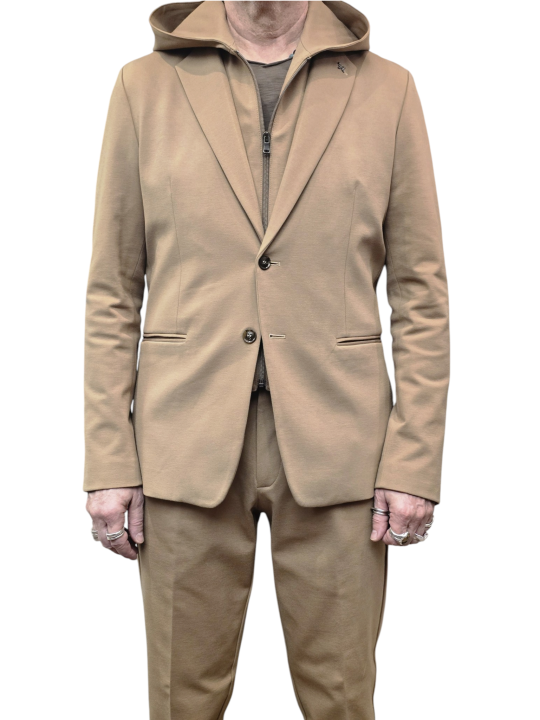 VESTE PLASTRON CAPUCHE AMOVIBLE CAMEL JERSEY U2070J G5211 17 UNGARO HOMME boutique Strasbourg mode costume