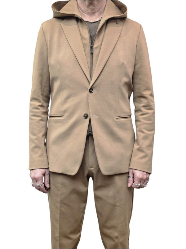 VESTE PLASTRON CAPUCHE AMOVIBLE CAMEL JERSEY U2070J G5211 17 UNGARO HOMME boutique Strasbourg mode costume