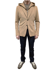 VESTE PLASTRON CAPUCHE AMOVIBLE CAMEL JERSEY U2070J G5211 17 UNGARO HOMME boutique Strasbourg mode costume look