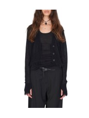 Cardigan soie mohair noir Isabel Benenato Femme DK52 01boutique Strasbourg mode avant garde store front