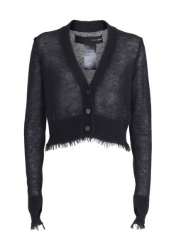 Cardigan soie mohair noir Isabel Benenato Femme DK52 01boutique Strasbourg mode avant garde store