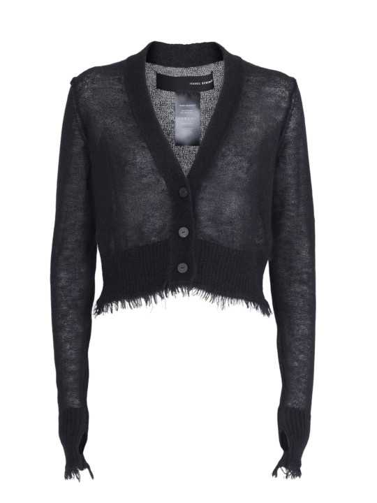 Cardigan soie mohair noir Isabel Benenato Femme DK52 01boutique Strasbourg mode avant garde store
