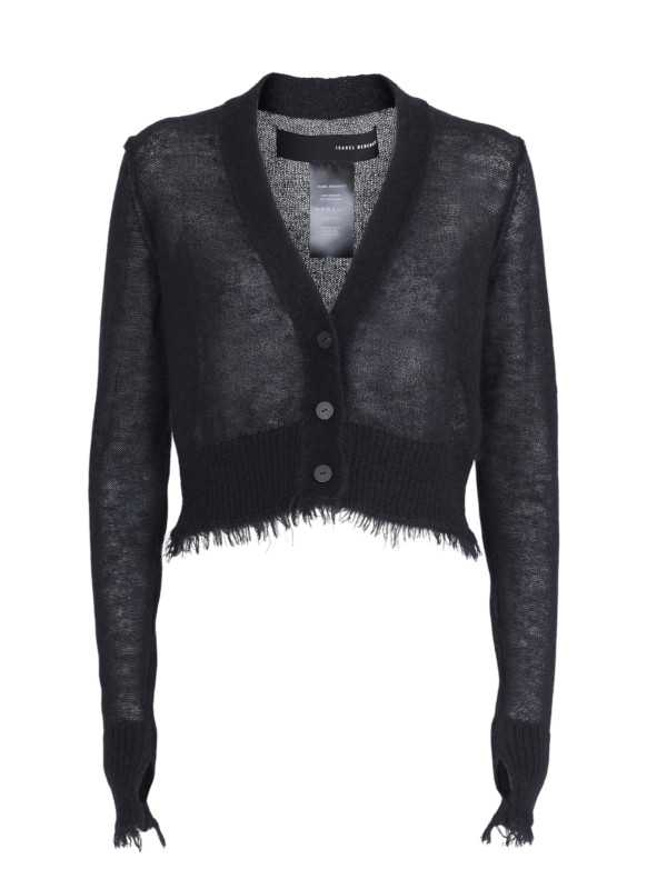 Cardigan soie mohair noir Isabel Benenato Femme DK52 01boutique Strasbourg mode avant garde store