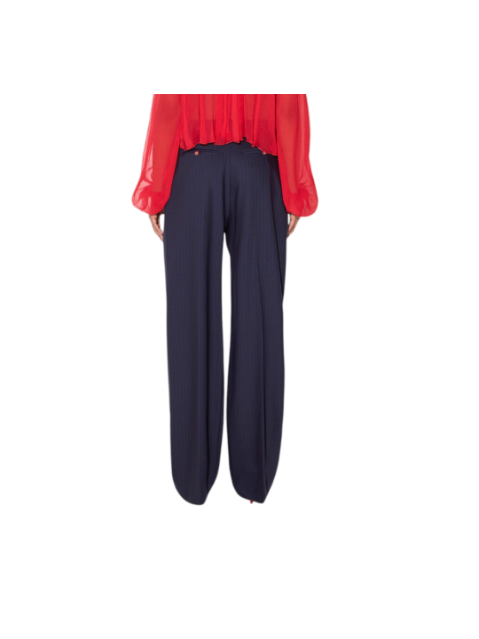 Pantalon pince large navy rayé rouge Elisabetta Franchi Femme PA176 6382 F09 boutique Strasbourg vêtement mode store dos