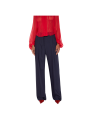 Pantalon pince large navy rayé rouge Elisabetta Franchi Femme PA176 6382 F09 boutique Strasbourg vêtement mode store
