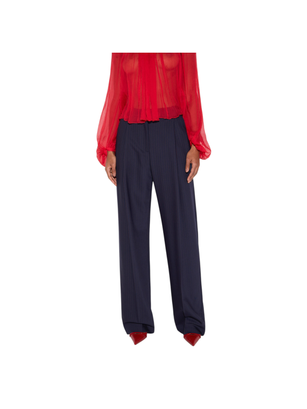 Pantalon pince large navy rayé rouge Elisabetta Franchi Femme PA176 6382 F09 boutique Strasbourg vêtement mode store