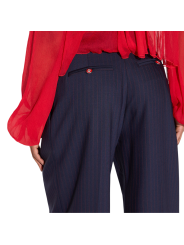 Pantalon pince large navy rayé rouge Elisabetta Franchi Femme PA176 6382 F09 boutique Strasbourg vêtement mode store