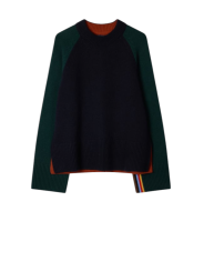 Pull Paul Smith patch vert bleu rouille Baya poignet Barbour femme LKN W1R-L1865-WNY73-49 boutique Strasbourg vêtement collab f