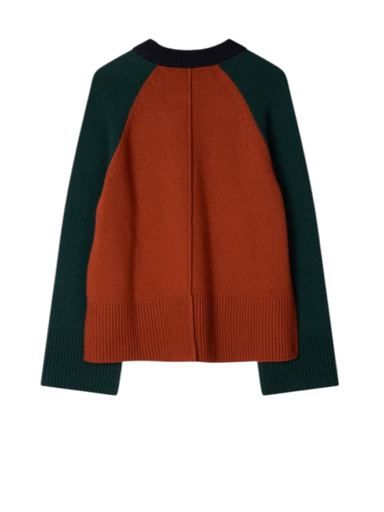 Pull Paul Smith patch vert bleu rouille Baya poignet Barbour femme LKN W1R-L1865-WNY73-49 boutique Strasbourg vêtement collab fd