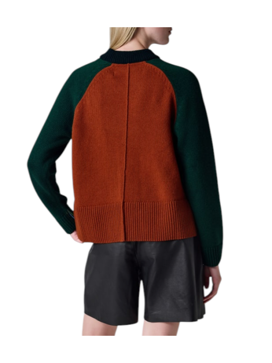 Pull Paul Smith patch vert bleu rouille Baya poignet Barbour femme LKN W1R-L1865-WNY73-49 boutique Strasbourg vêtement collab d