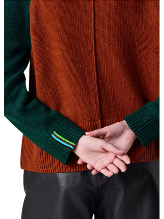 Pull Paul Smith patch vert bleu rouille Baya poignet Barbour femme LKN W1R-L1865-WNY73-49 boutique Strasbourg vêtement collab d