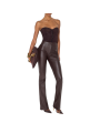 Pantalon cuir éco chocolat bootcut Elisabetta Franchi Femme PA188 4340 EV9 boutique Strasbourg vêtement mode store look