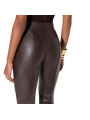 Pantalon cuir éco chocolat bootcut Elisabetta Franchi Femme PA188 4340 EV9 boutique Strasbourg vêtement mode store dos