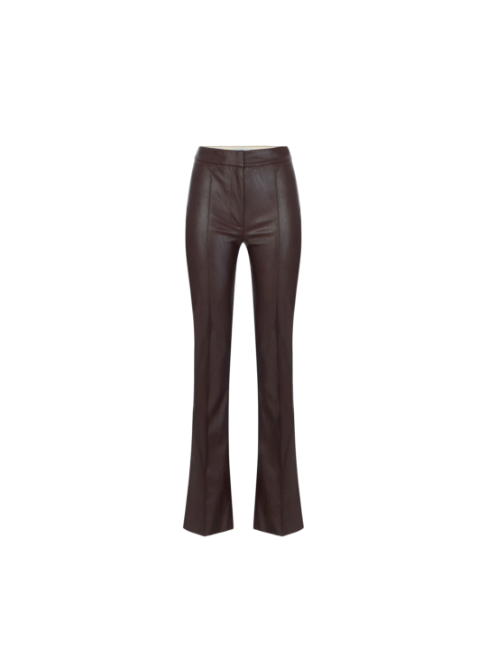 Pantalon cuir éco chocolat bootcut Elisabetta Franchi Femme PA188 4340 EV9 boutique Strasbourg vêtement mode store flat