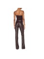 Pantalon cuir éco chocolat bootcut Elisabetta Franchi Femme PA188 4340 EV9 boutique Strasbourg vêtement mode store back