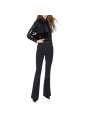 Pantalon bootcut tech noir ceinture satin Elisabetta Franchi Femme PA193 4421 110 boutique Strasbourg vêtement mode store look