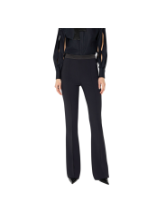 Pantalon bootcut tech noir ceinture satin Elisabetta Franchi Femme PA193 4421 110 boutique Strasbourg vêtement mode store front