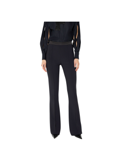 Pantalon bootcut tech noir ceinture satin Elisabetta Franchi Femme PA193 4421 110 boutique Strasbourg vêtement mode store front