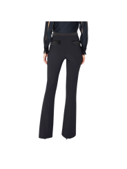 Pantalon bootcut tech noir ceinture satin Elisabetta Franchi Femme PA193 4421 110 boutique Strasbourg vêtement mode store dos