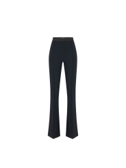 Pantalon bootcut tech noir ceinture satin Elisabetta Franchi Femme PA193 4421 110 boutique Strasbourg vêtement mode store flat