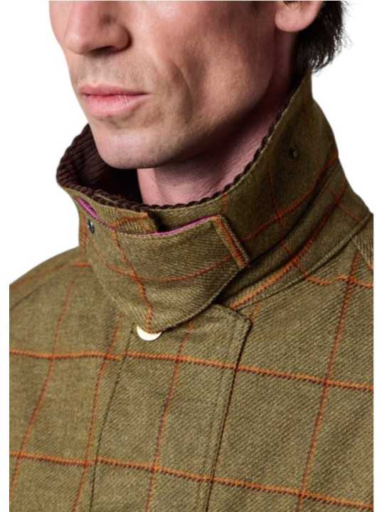 Veste Paul Smith Beaufort laine carreaux vert Barbour homme femme MWO 0319 OL72 boutique Strasbourg vêtement collab mode zoom