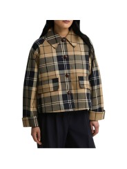 Trench Delilah court tartan beige écru navy Barbour femme LSP 0361 BE52 boutique Strasbourg vêtement store mode front