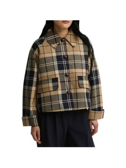 Trench Delilah court tartan beige écru navy Barbour femme LSP 0361 BE52 boutique Strasbourg vêtement store mode front
