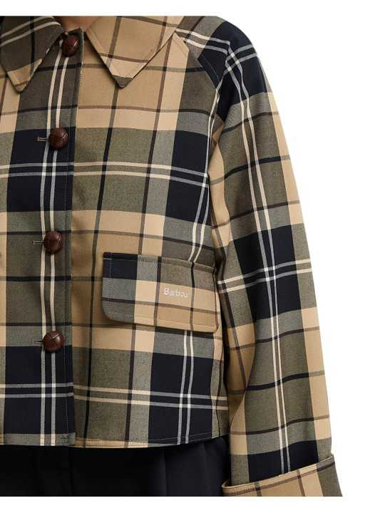 Trench Delilah court tartan beige écru navy Barbour femme LSP 0361 BE52 boutique Strasbourg vêtement store mode détail