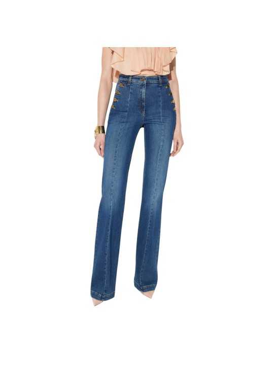 Jeans flare à pont denim délavé Elisabetta Franchi Femme PJ12D 003693 139 boutique Strasbourg vêtement mode