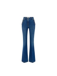 Jeans flare à pont denim délavé Elisabetta Franchi Femme PJ12D 003693 139 boutique Strasbourg vêtement mode flat