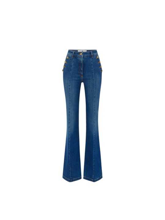 Jeans flare à pont denim délavé Elisabetta Franchi Femme PJ12D 003693 139 boutique Strasbourg vêtement mode flat