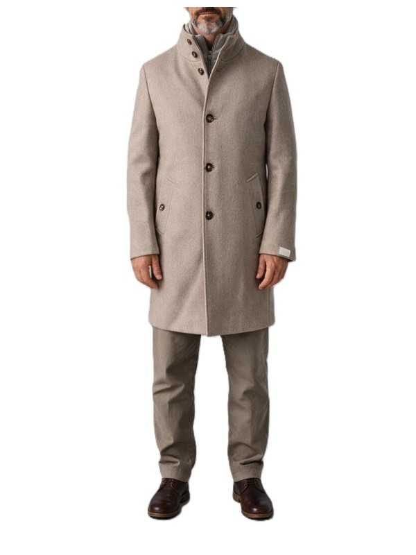 Manteau col officier col pan velours amovible greige B0 18752 1123 8013 Baldessarini boutique Strasbourg vêtement mode store