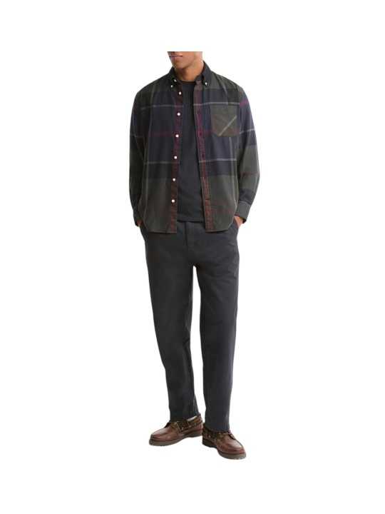 Chemise tartan shadow navy vert col velours Dunon Barbour homme MSH 5901 TN43 boutique Strasbourg vêtement store mode look
